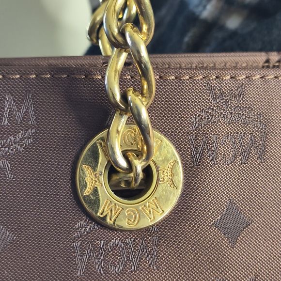 MCM Visetos Brown Coated Canvas Chain Tote Bag | Gold Hardware | Authentic - Picture 4 of 11